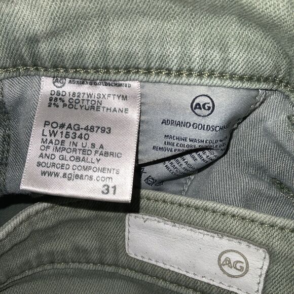 AG The Etta High Waisted‎ Wide Leg Crop Jeans Women’s 31 (32/25) Sage Green - Picture 12 of 12